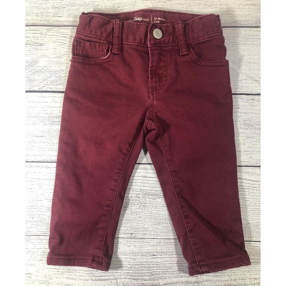 Gap 12-18M Burgundy Slim Jeans